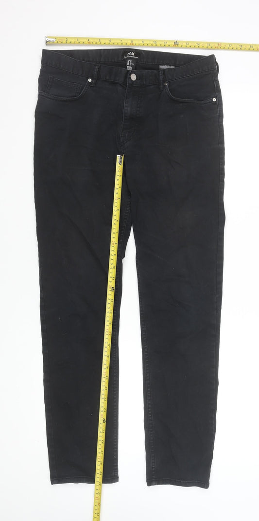 H&M Mens Black Slim Fit Stretch Denim Jeans Size 32 Regular