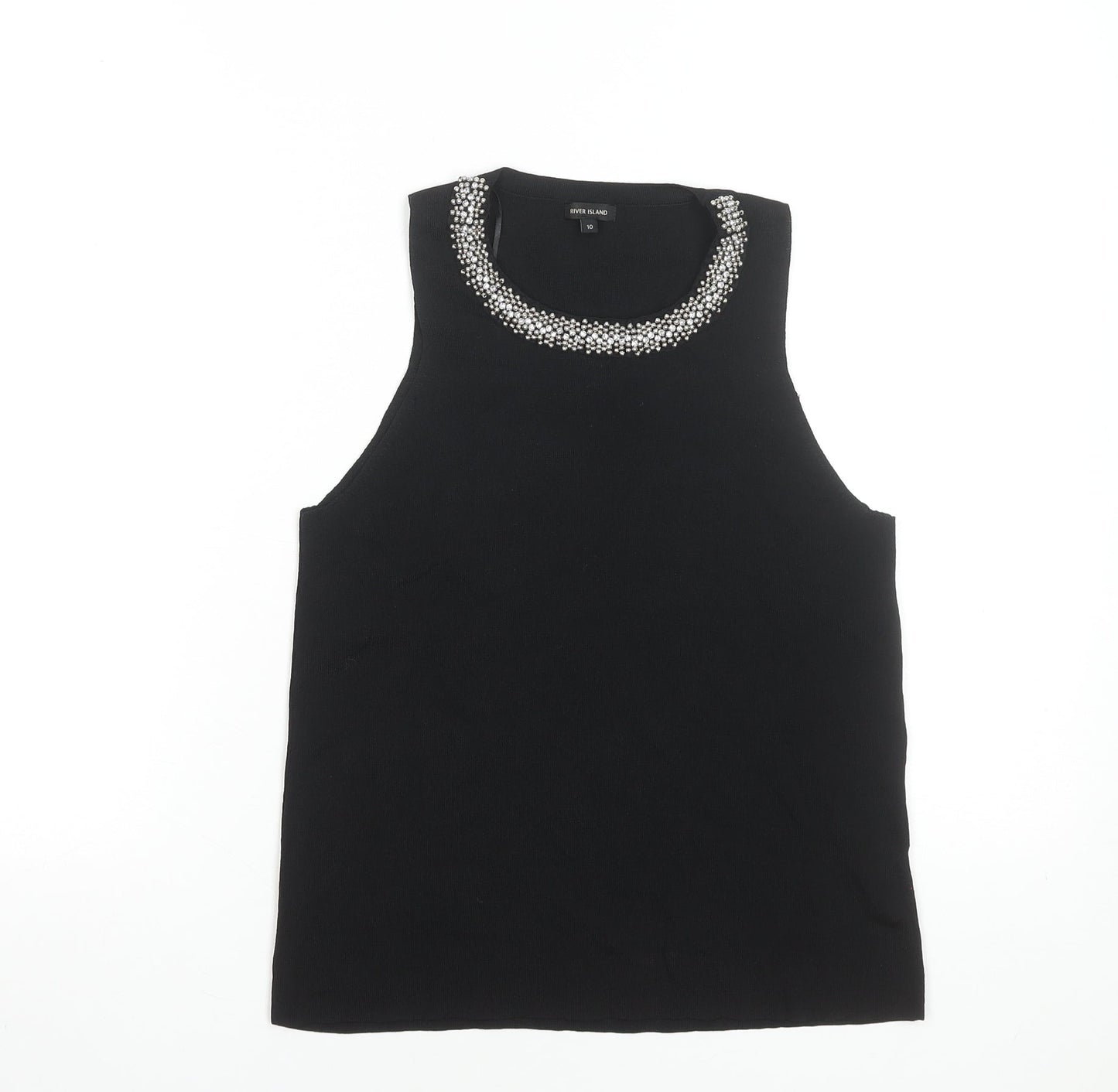 Womens UK Size 10 River Island Black Basic Tank