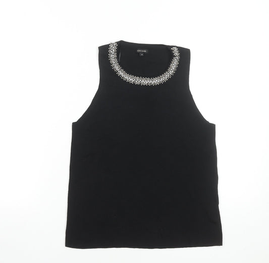 Womens UK Size 10 River Island Black Basic Tank