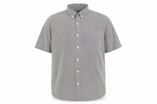Front view of Dunnes Men’s Grey Check Short Sleeve Button-Up Shirt XL