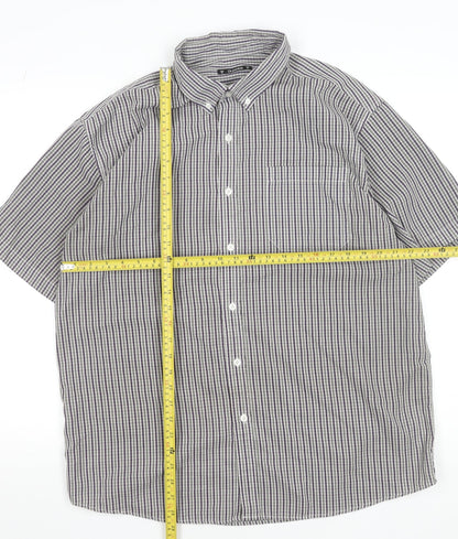 Dunnes Men’s Grey Check Short Sleeve Button-Up Shirt XL