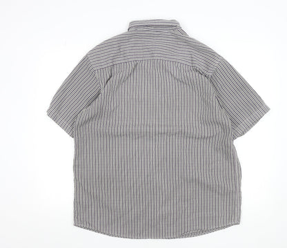 Dunnes Men’s Grey Check Short Sleeve Button-Up Shirt XL