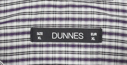 Dunnes Men’s Grey Check Short Sleeve Button-Up Shirt XL