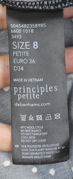 Principles Women Black Polka Dot Petite Size 8 Wrap Midi Dress