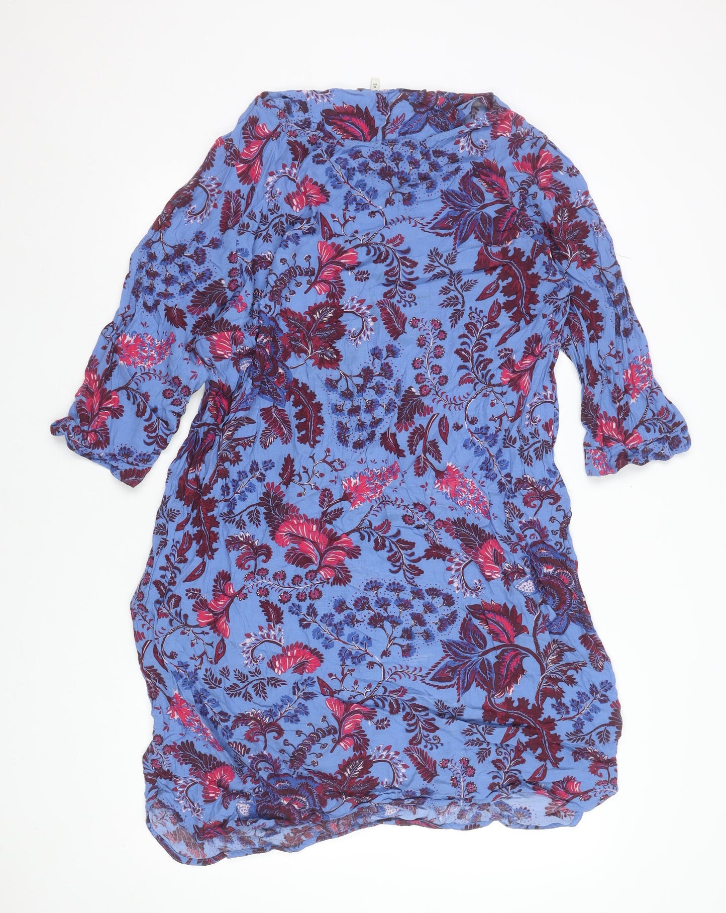 Next Women Blue Floral 3/4 Sleeve Shift Dress Size 20