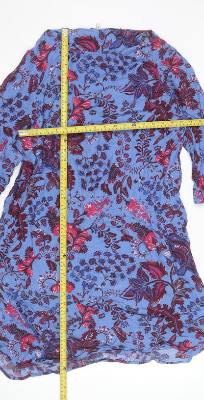 Next Women Blue Floral 3/4 Sleeve Shift Dress Size 20