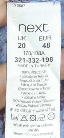 Next Women Blue Floral 3/4 Sleeve Shift Dress Size 20