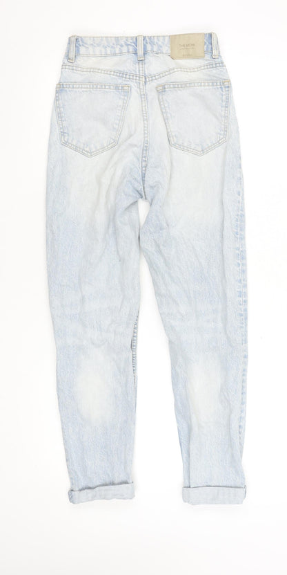 Womens UK Size 4 Bershka Relaxed Fit Mom Blue Jeans