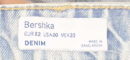 Womens UK Size 4 Bershka Relaxed Fit Mom Blue Jeans