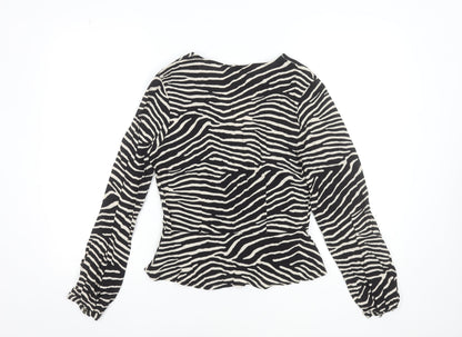 H&M Women's Zebra Print Viscose Button Blouse UK 8