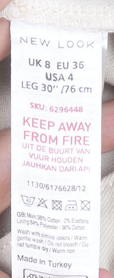 New Look Women Beige Mom Jeans Size 8 High Rise Denim