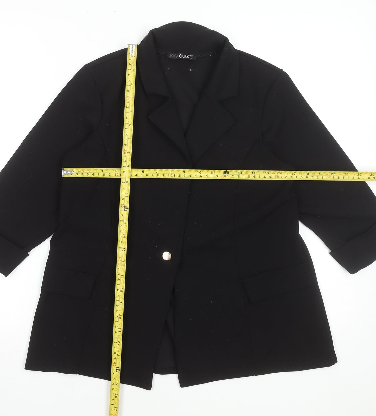 Quiz Women’s Black Blazer Size 12 Classic Mid-Length Jacket