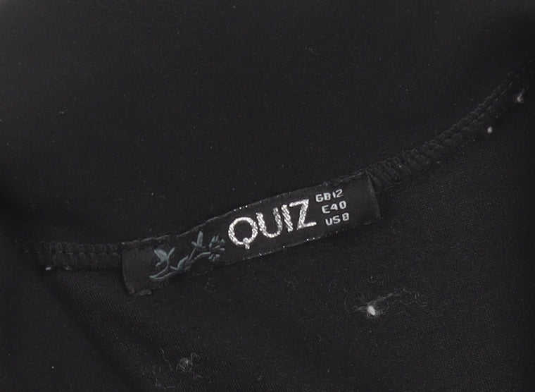 Quiz Women’s Black Blazer Size 12 Classic Mid-Length Jacket