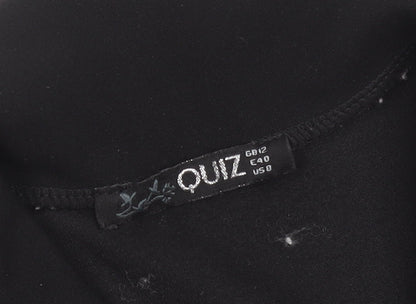 Quiz Women’s Black Blazer Size 12 Classic Mid-Length Jacket