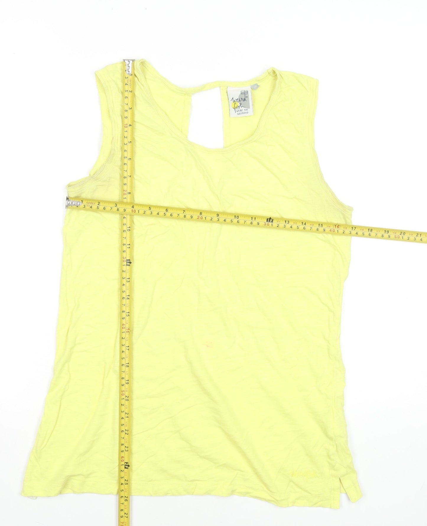 Womens UK Size 12 Weird Fish Yellow Basic Tank