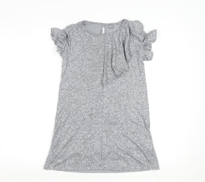 Next Girls Grey Sequin Short Sleeve Shift Party Dress Size 10 Years