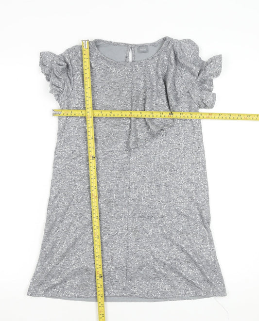 Next Girls Grey Sequin Short Sleeve Shift Party Dress Size 10 Years