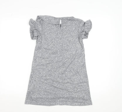 Next Girls Grey Sequin Short Sleeve Shift Party Dress Size 10 Years