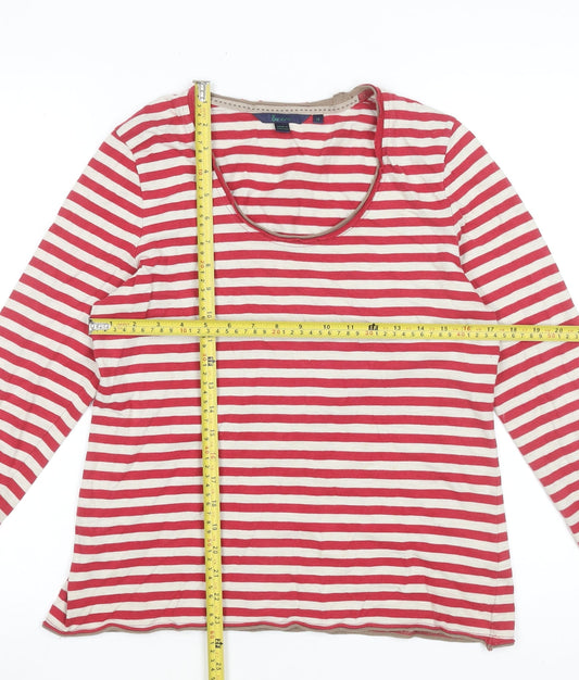 Boden Women's Red White Striped Long Sleeve Cotton T-Shirt Size 14
