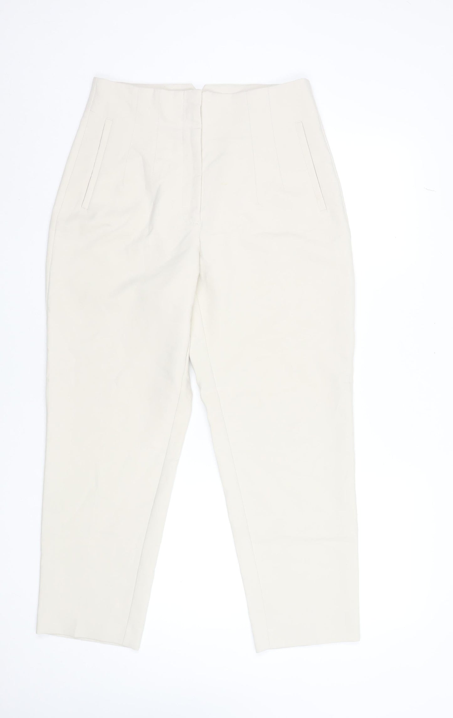 Womens UK Size L Zara Slim Fit Business Casual Formal Workwear Ivory Trousers