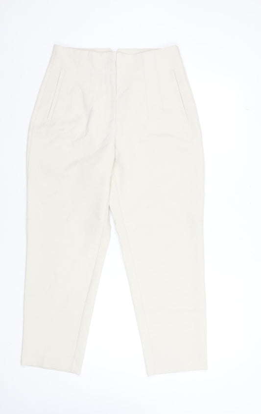 Womens UK Size L Zara Slim Fit Business Casual Formal Workwear Ivory Trousers