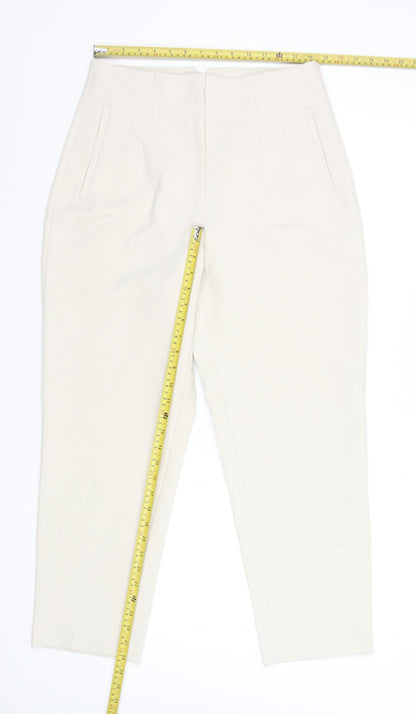 Womens UK Size L Zara Slim Fit Business Casual Formal Workwear Ivory Trousers