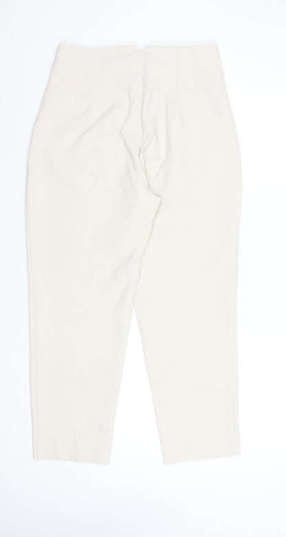 Womens UK Size L Zara Slim Fit Business Casual Formal Workwear Ivory Trousers