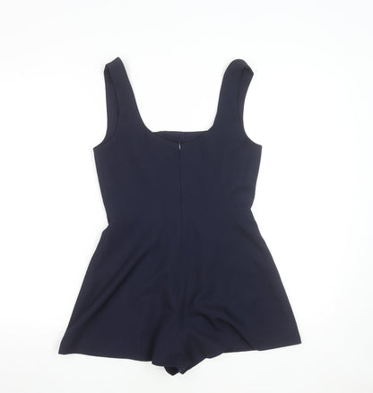 PrettyLittleThing Women's Navy Blue Playsuit UK 6 Polyester Blend Zip Back