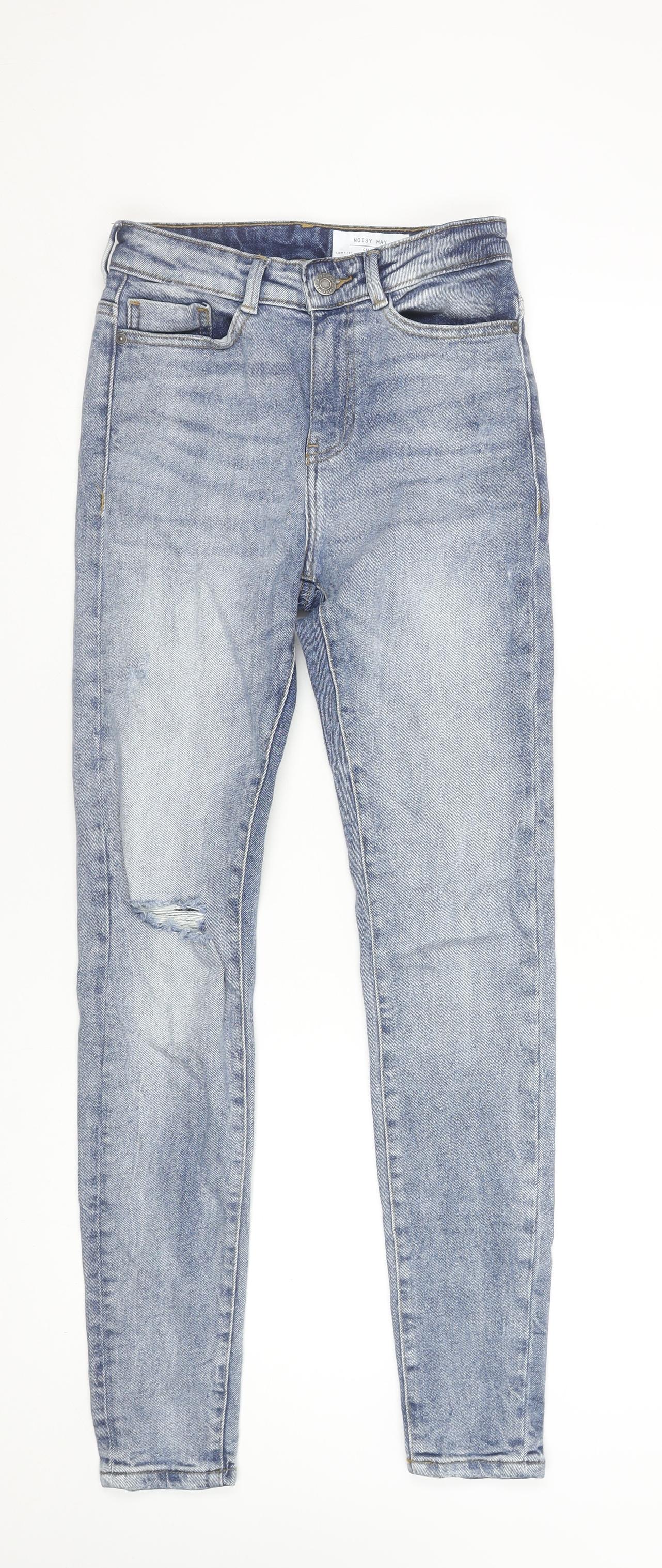 Noisy May Womens Blue Skinny High Waist Jeans Size 8 Regular Fit Denim