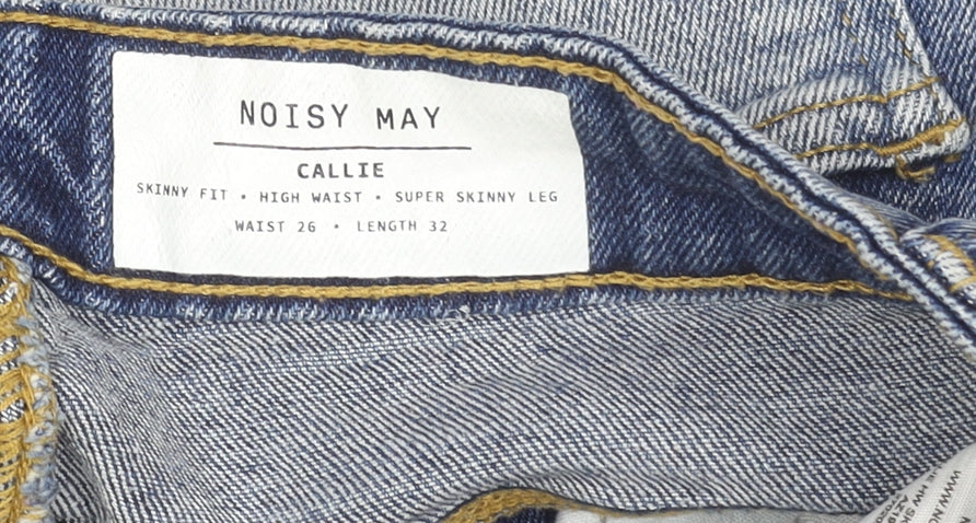 Noisy May Womens Blue Skinny High Waist Jeans Size 8 Regular Fit Denim