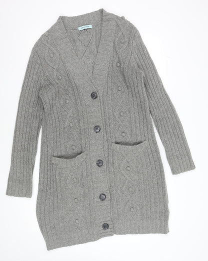 Dickins & Jones Men's Grey Wool Blend Cable Knit Cardigan M