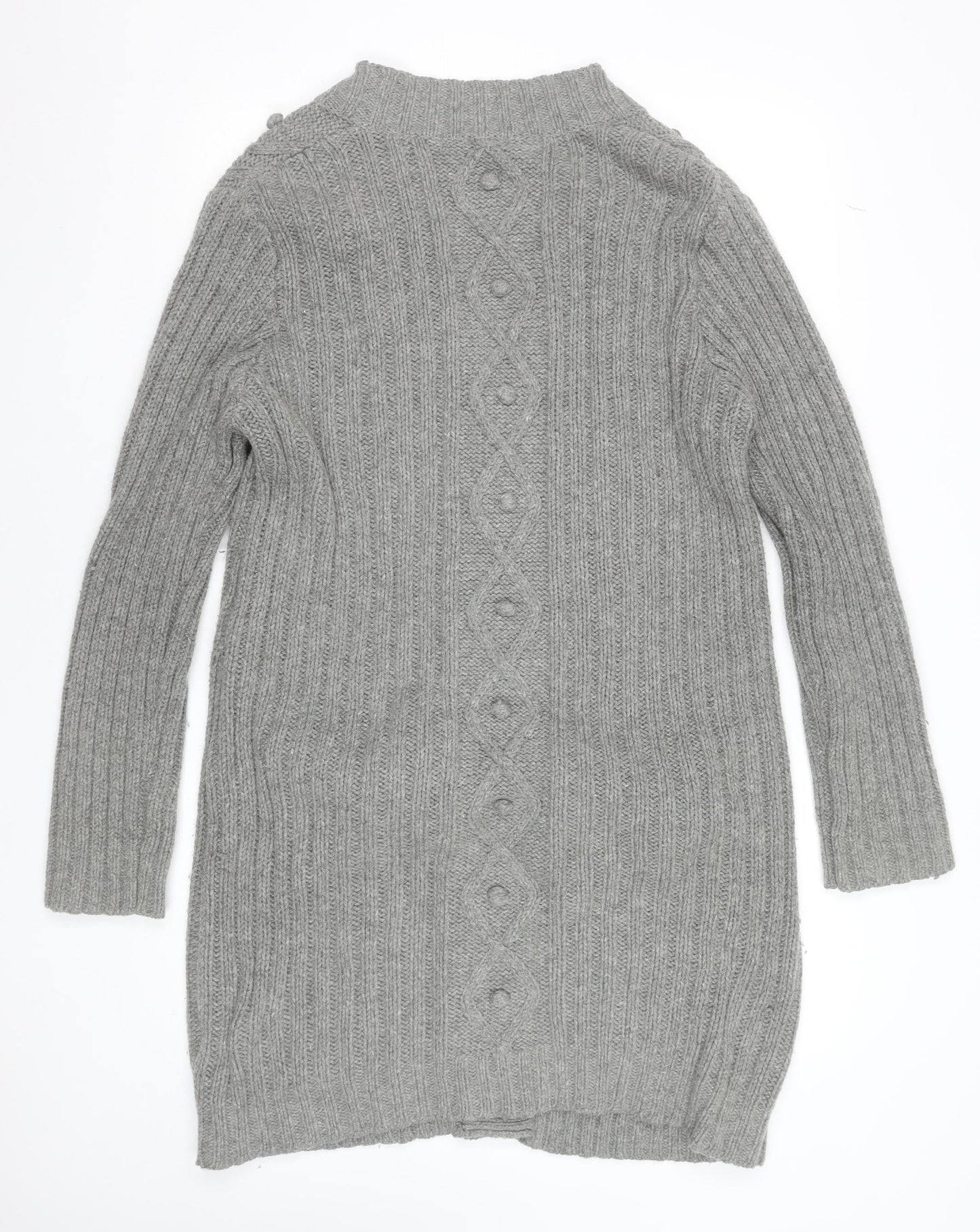 Dickins & Jones Men's Grey Wool Blend Cable Knit Cardigan M