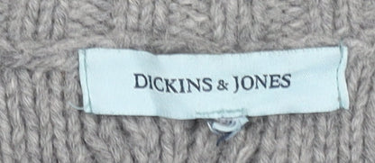 Dickins & Jones Men's Grey Wool Blend Cable Knit Cardigan M