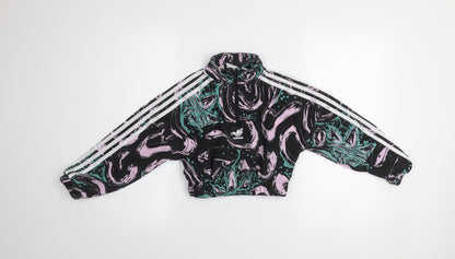 Adidas Girls Multicoloured 7-8 Years Pullover Graphic Half Zip Sweatshirt