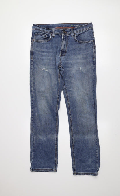 F&F Men's Blue Straight Leg Stretch Denim Jeans 34W 30L
