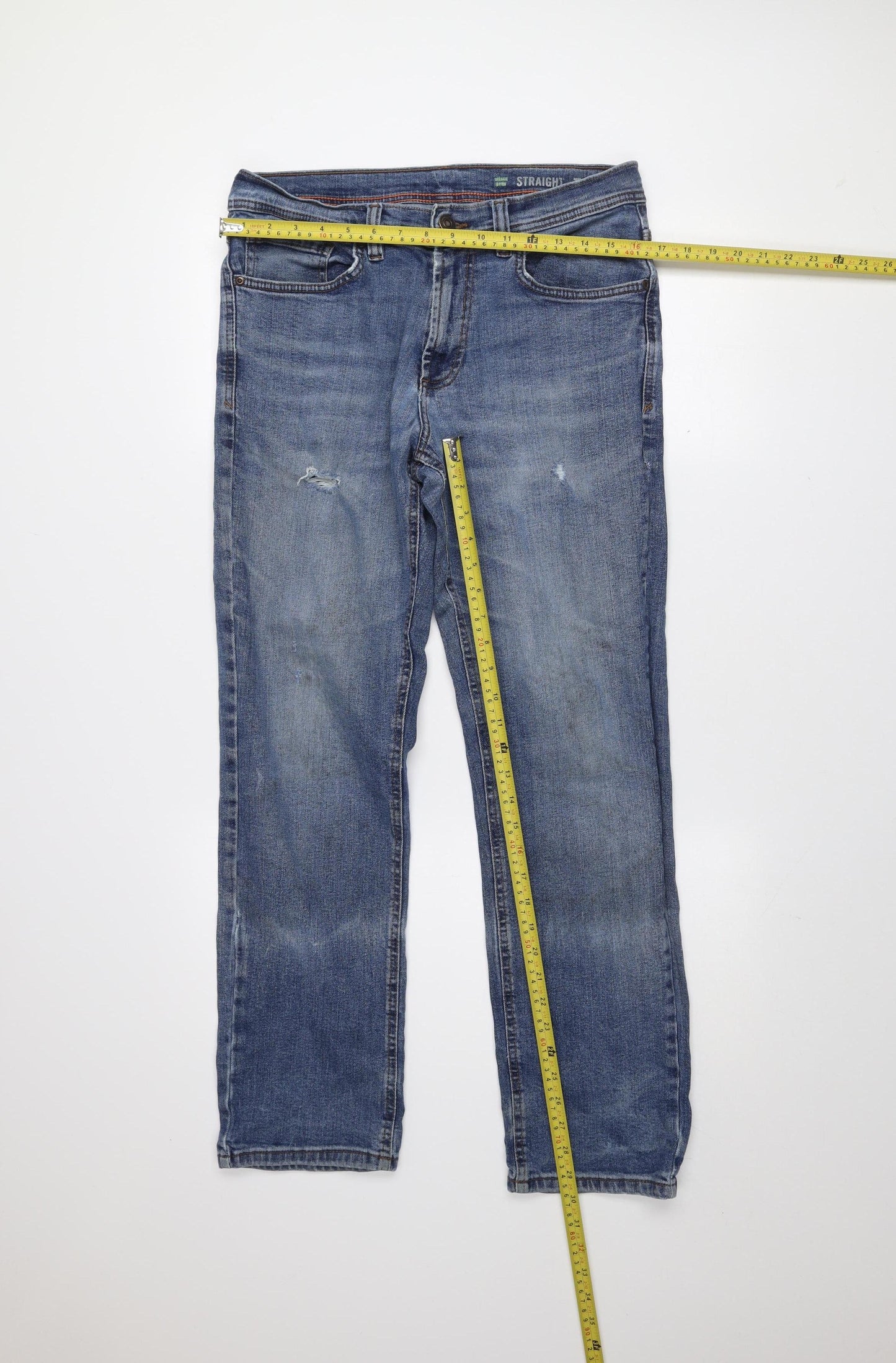 F&F Men's Blue Straight Leg Stretch Denim Jeans 34W 30L
