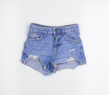Primark Girls Blue High Rise Distressed Denim Shorts Age 8-9 Years