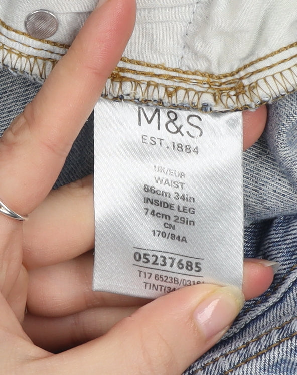 Marks and Spencer Men's Blue Straight Leg Jeans 34W 29L Denim Cotton