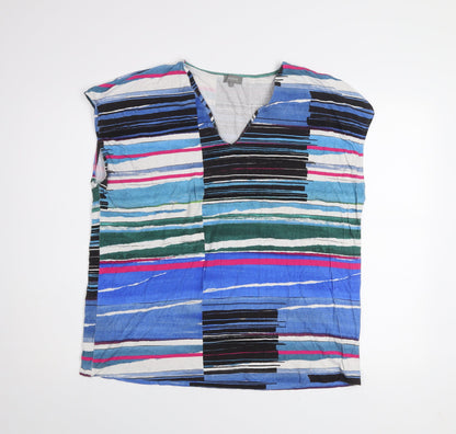 Jaeger Women’s Multicoloured Striped Viscose Tunic Blouse XL