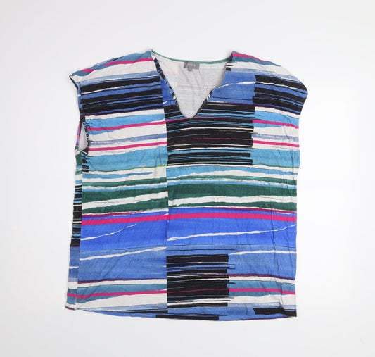 Jaeger Women’s Multicoloured Striped Viscose Tunic Blouse XL