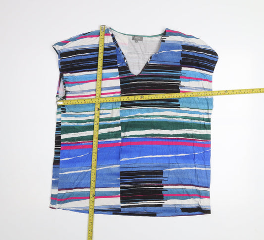 Jaeger Women’s Multicoloured Striped Viscose Tunic Blouse XL