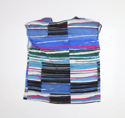Jaeger Women’s Multicoloured Striped Viscose Tunic Blouse XL