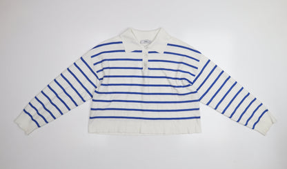 Womens UK Size M MNG White Henley Jumper