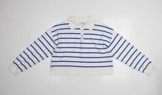 Womens UK Size M MNG White Henley Jumper