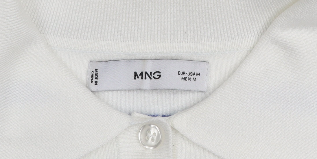 Womens UK Size M MNG White Henley Jumper