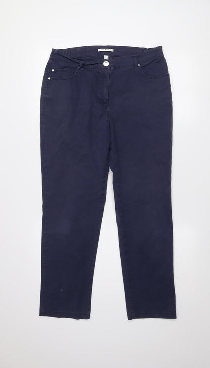 Womens UK Size 14 Punt Roma Regular Fit Chino Blue Trousers