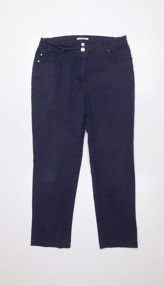Womens UK Size 14 Punt Roma Regular Fit Chino Blue Trousers