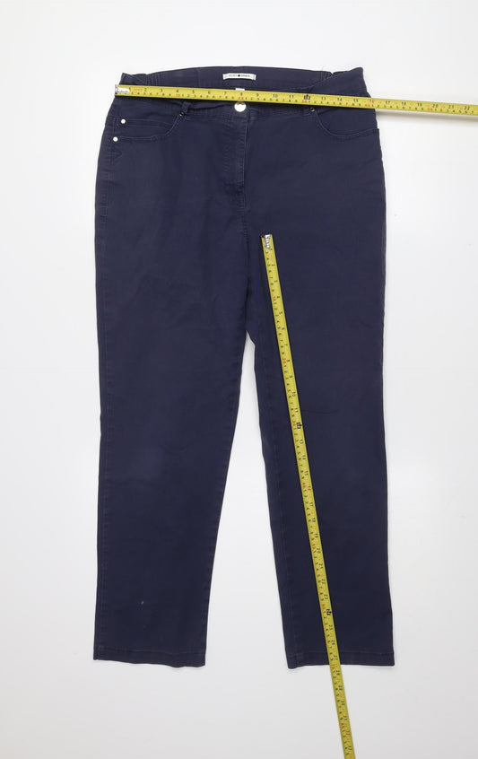 Womens UK Size 14 Punt Roma Regular Fit Chino Blue Trousers