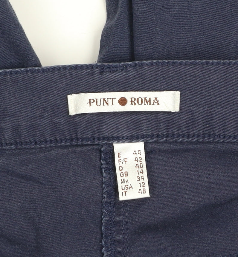 Womens UK Size 14 Punt Roma Regular Fit Chino Blue Trousers