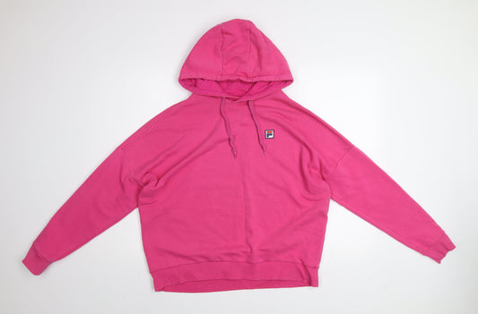 Fila Women’s Pink Pullover Hoodie Medium Cotton Blend Casual